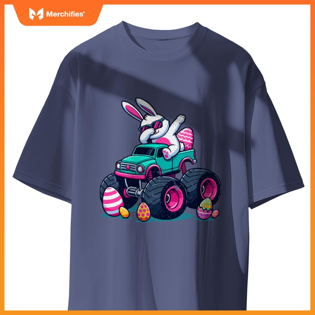 Bunny Happy Easter Monster Truck Boys Girls Eggs Dabbing T-Shirt