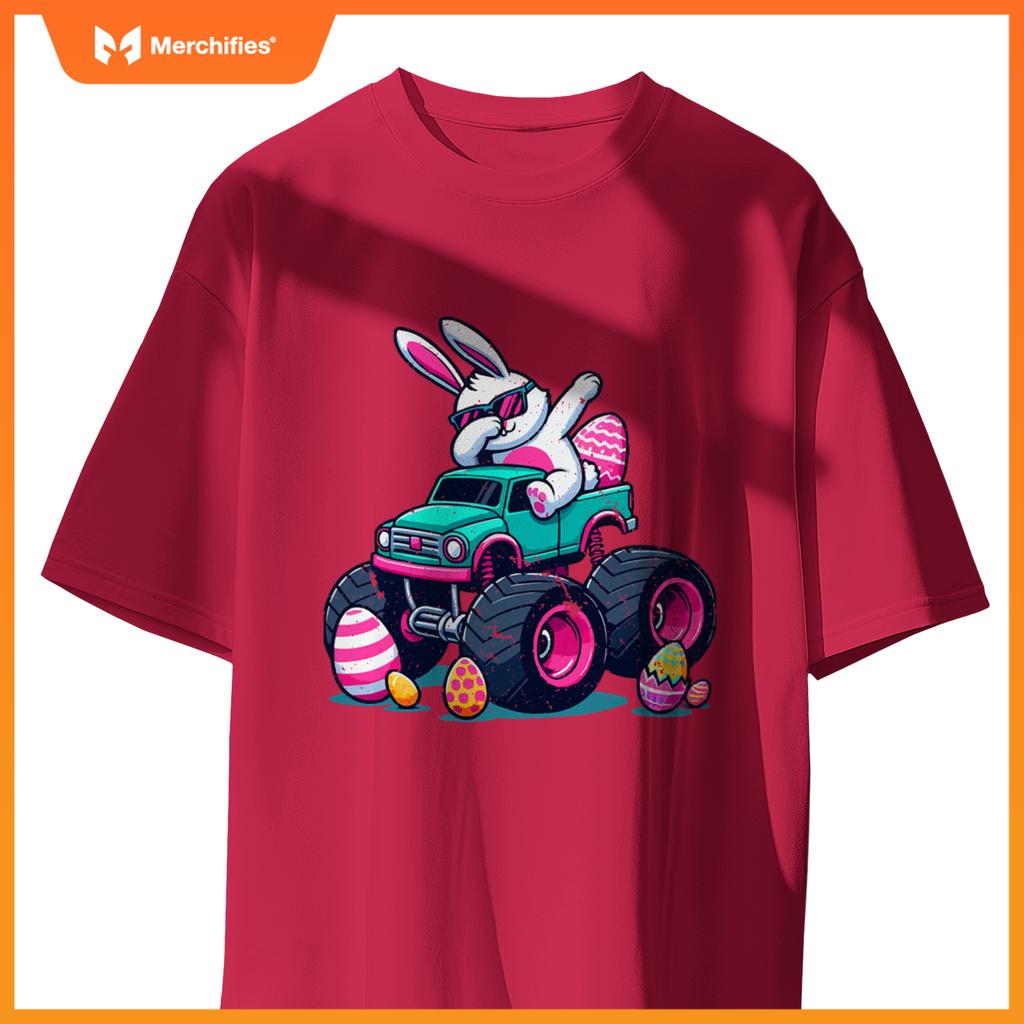 Bunny Happy Easter Monster Truck Boys Girls Eggs Dabbing T-Shirt