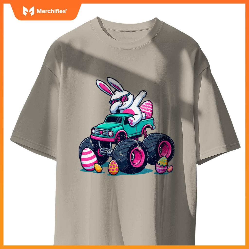 Bunny Happy Easter Monster Truck Boys Girls Eggs Dabbing T-Shirt