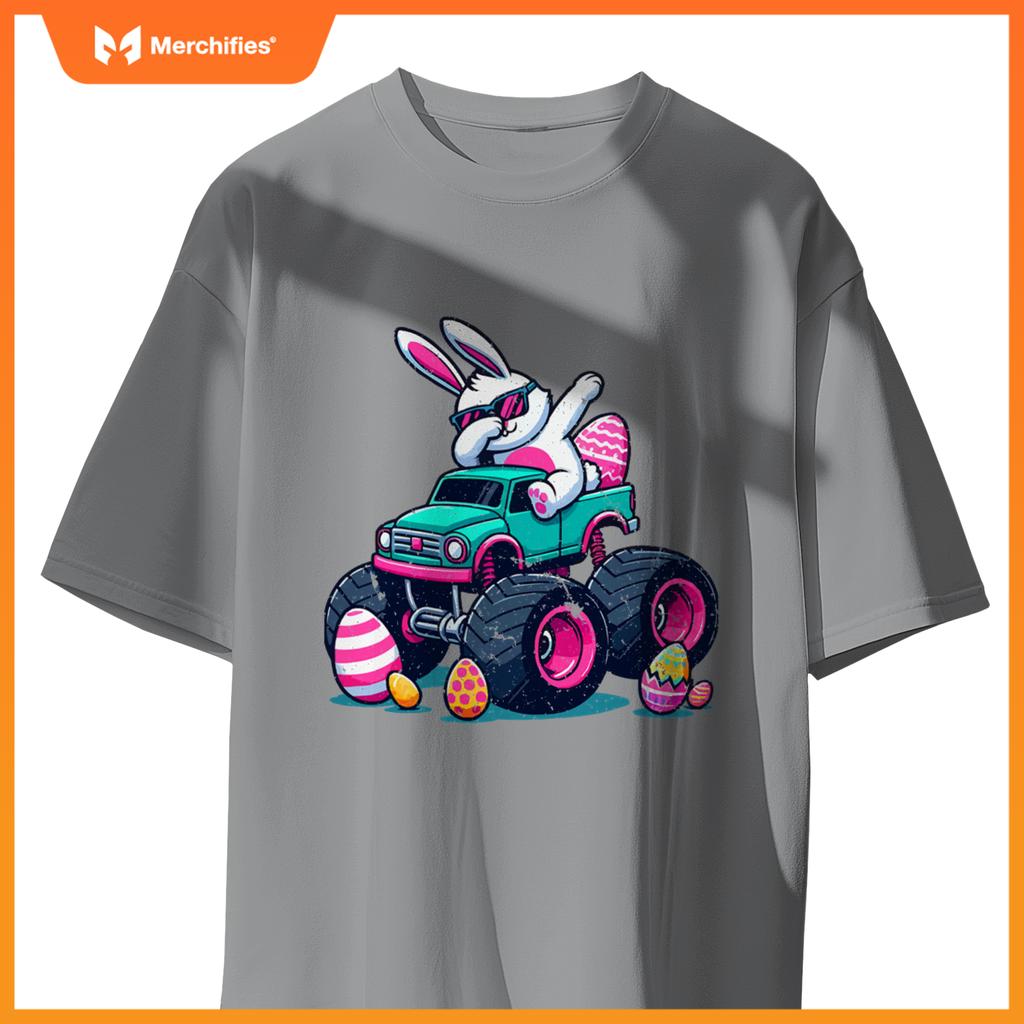 Bunny Happy Easter Monster Truck Boys Girls Eggs Dabbing T-Shirt