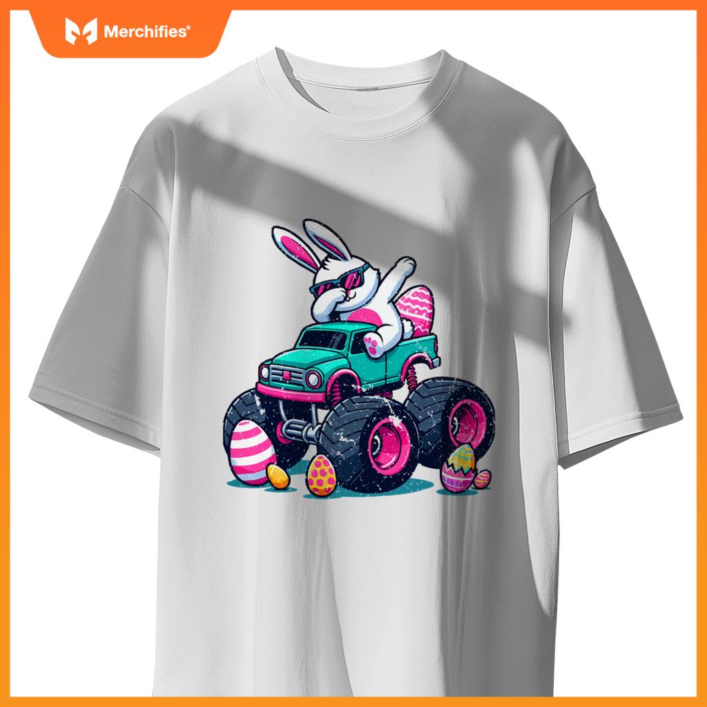 Bunny Happy Easter Monster Truck Boys Girls Eggs Dabbing T-Shirt