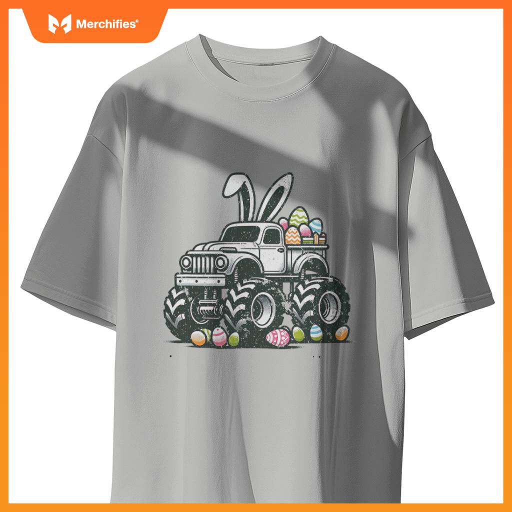 Bunny Rabbit Monster Truck Easter Day Celebration Design T-Shirt