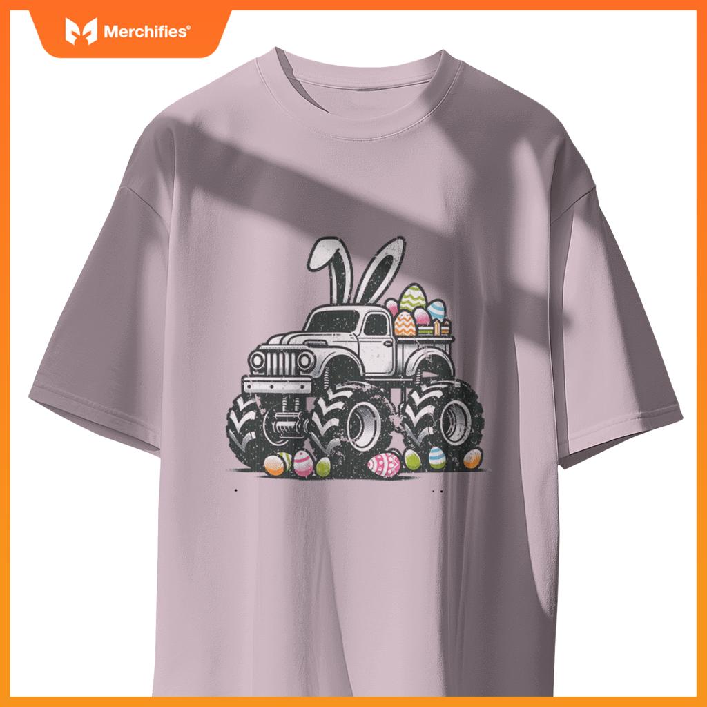 Bunny Rabbit Monster Truck Easter Day Celebration Design T-Shirt