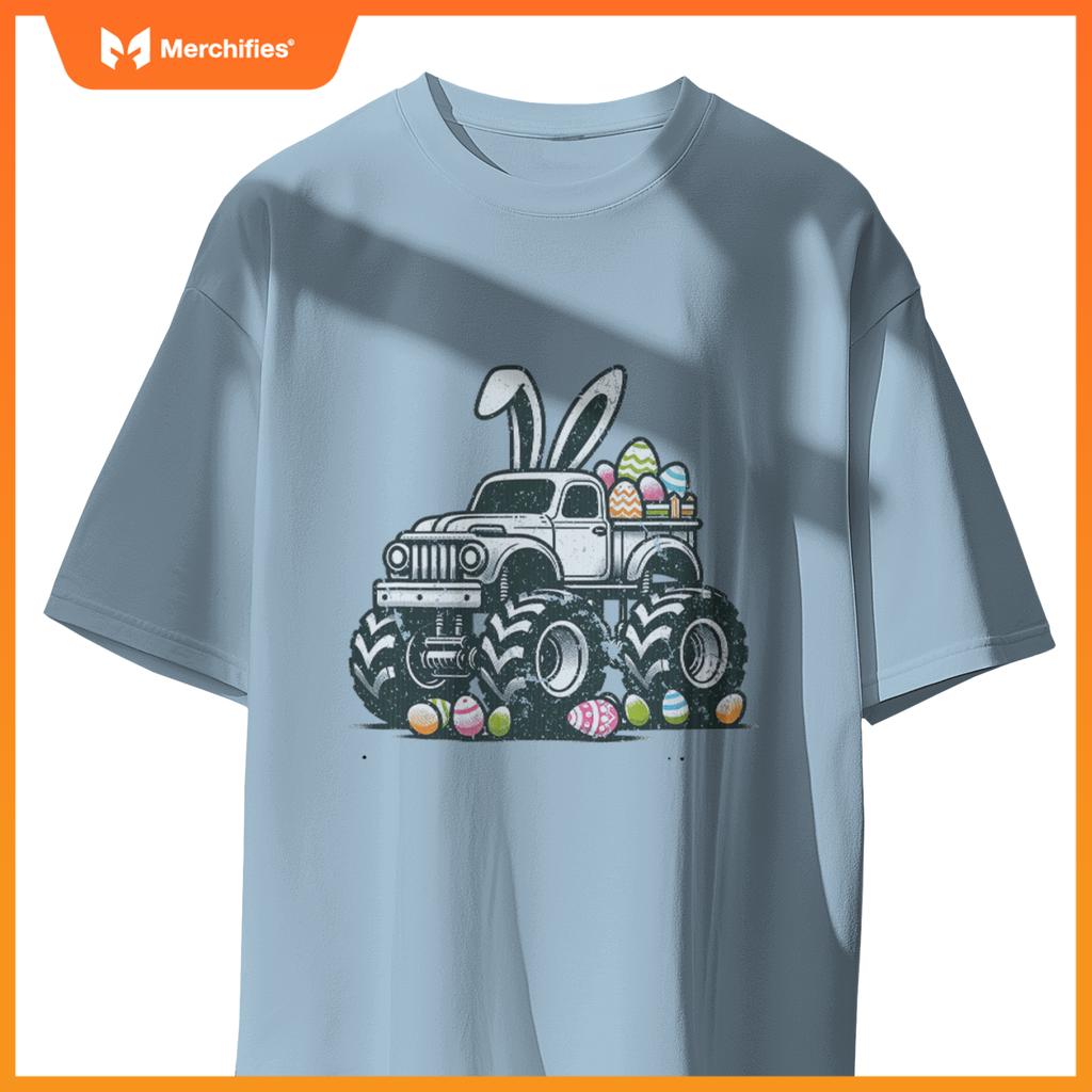 Bunny Rabbit Monster Truck Easter Day Celebration Design T-Shirt