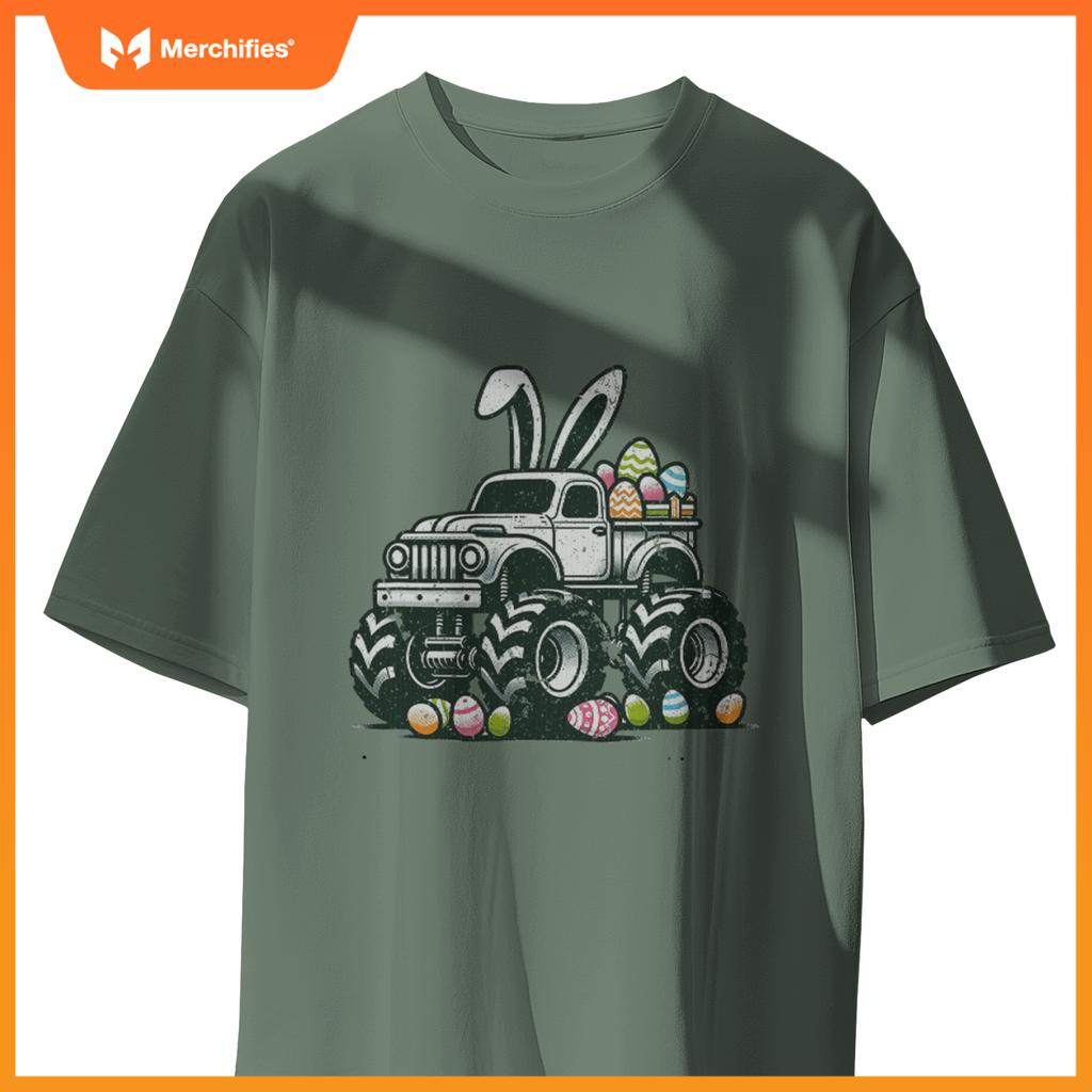 Bunny Rabbit Monster Truck Easter Day Celebration Design T-Shirt