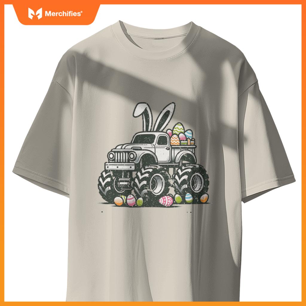 Bunny Rabbit Monster Truck Easter Day Celebration Design T-Shirt