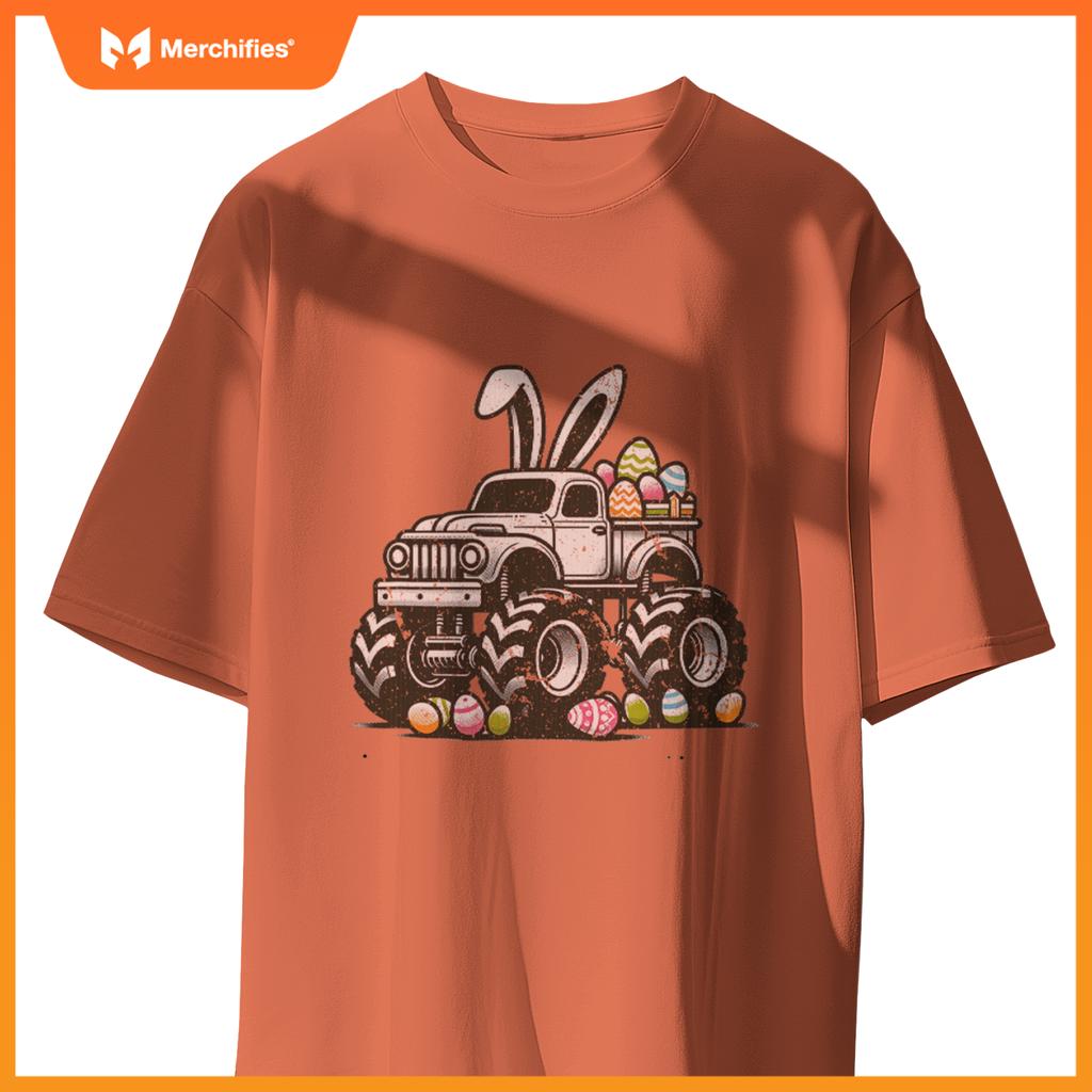 Bunny Rabbit Monster Truck Easter Day Celebration Design T-Shirt
