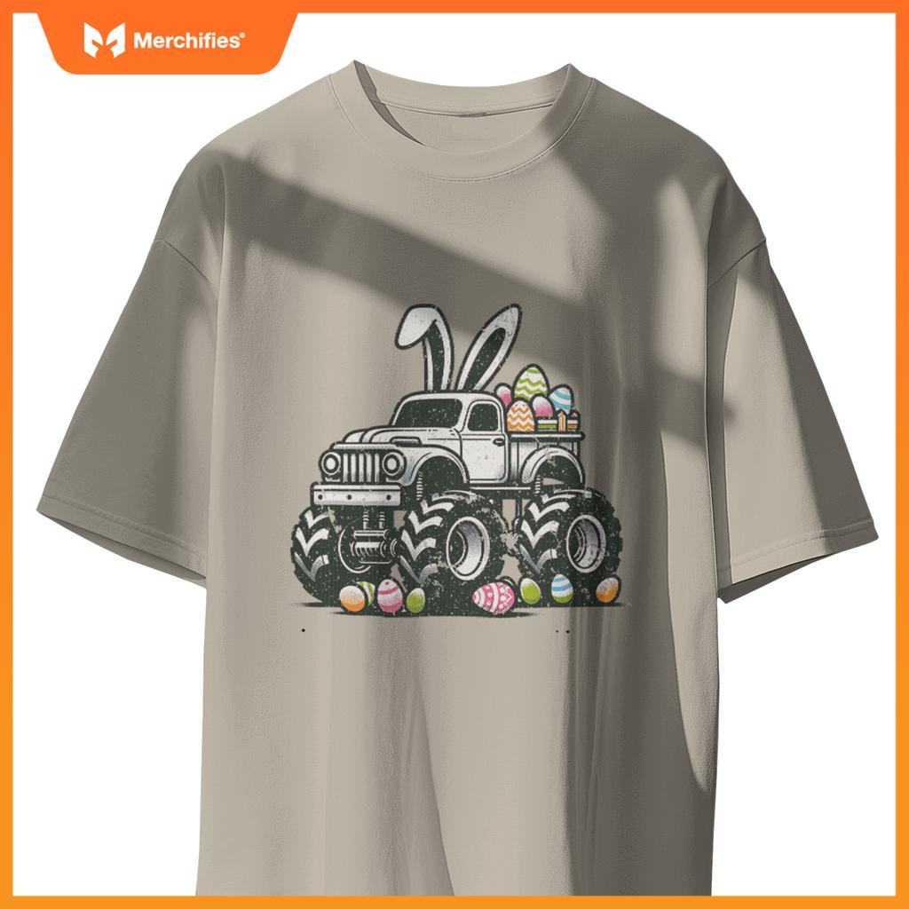 Bunny Rabbit Monster Truck Easter Day Celebration Design T-Shirt