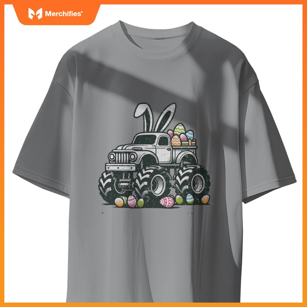 Bunny Rabbit Monster Truck Easter Day Celebration Design T-Shirt