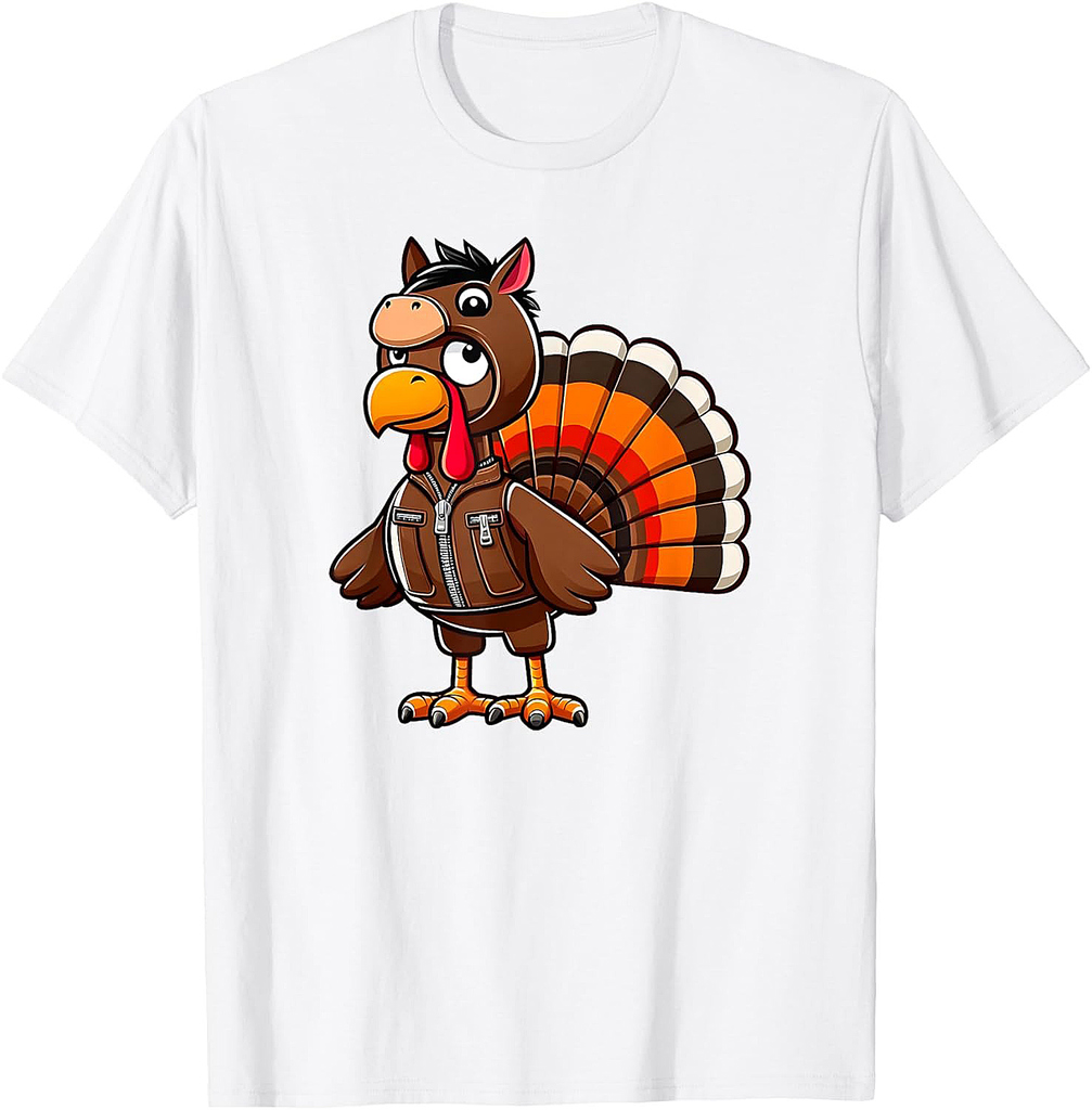 Turkey Costume Horse Funny Thanksgiving Turkey Women Men T-Shirt