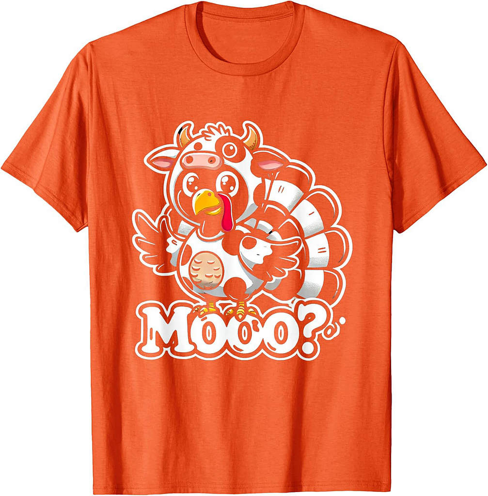 Funny Turkey Cow Moo Thanksgiving Turkey T-Shirt