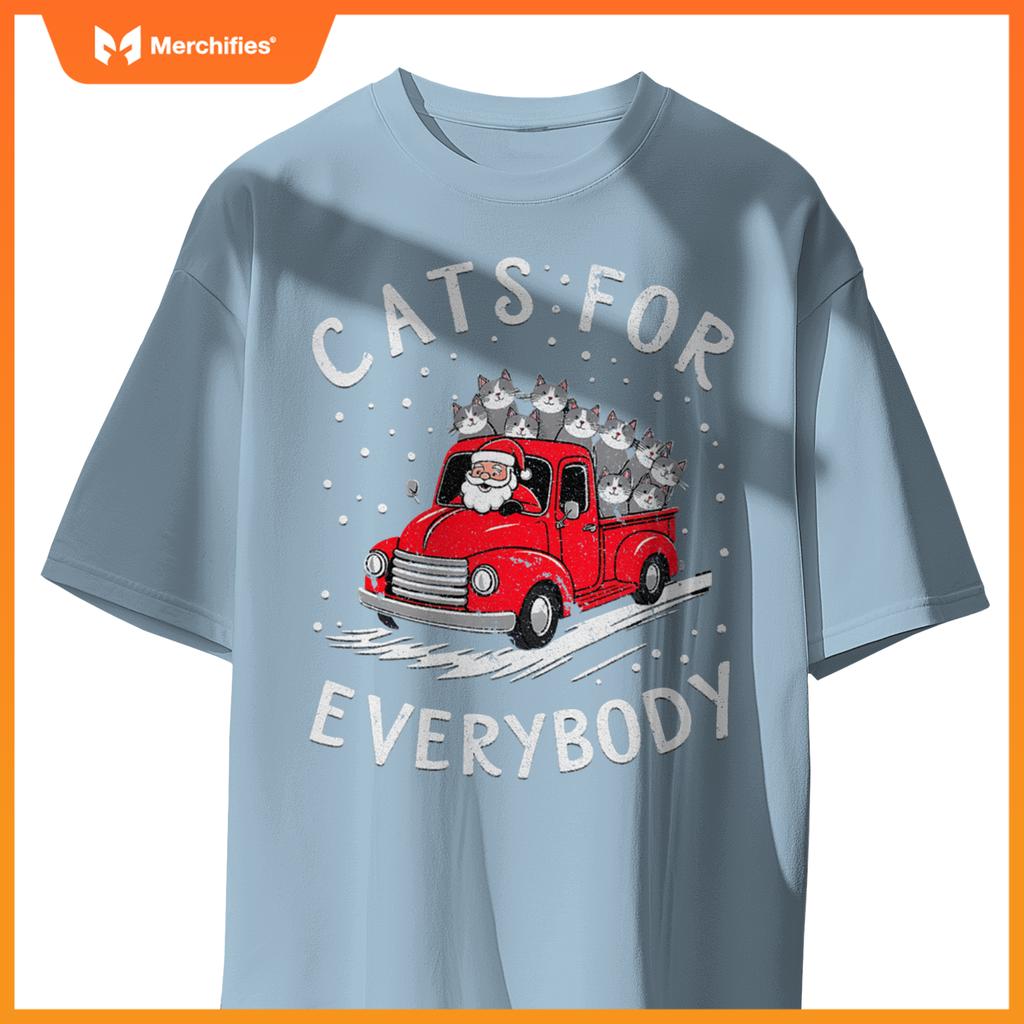 Cats Everybody Christmas Santas Red Truck Of Cats T-Shirt
