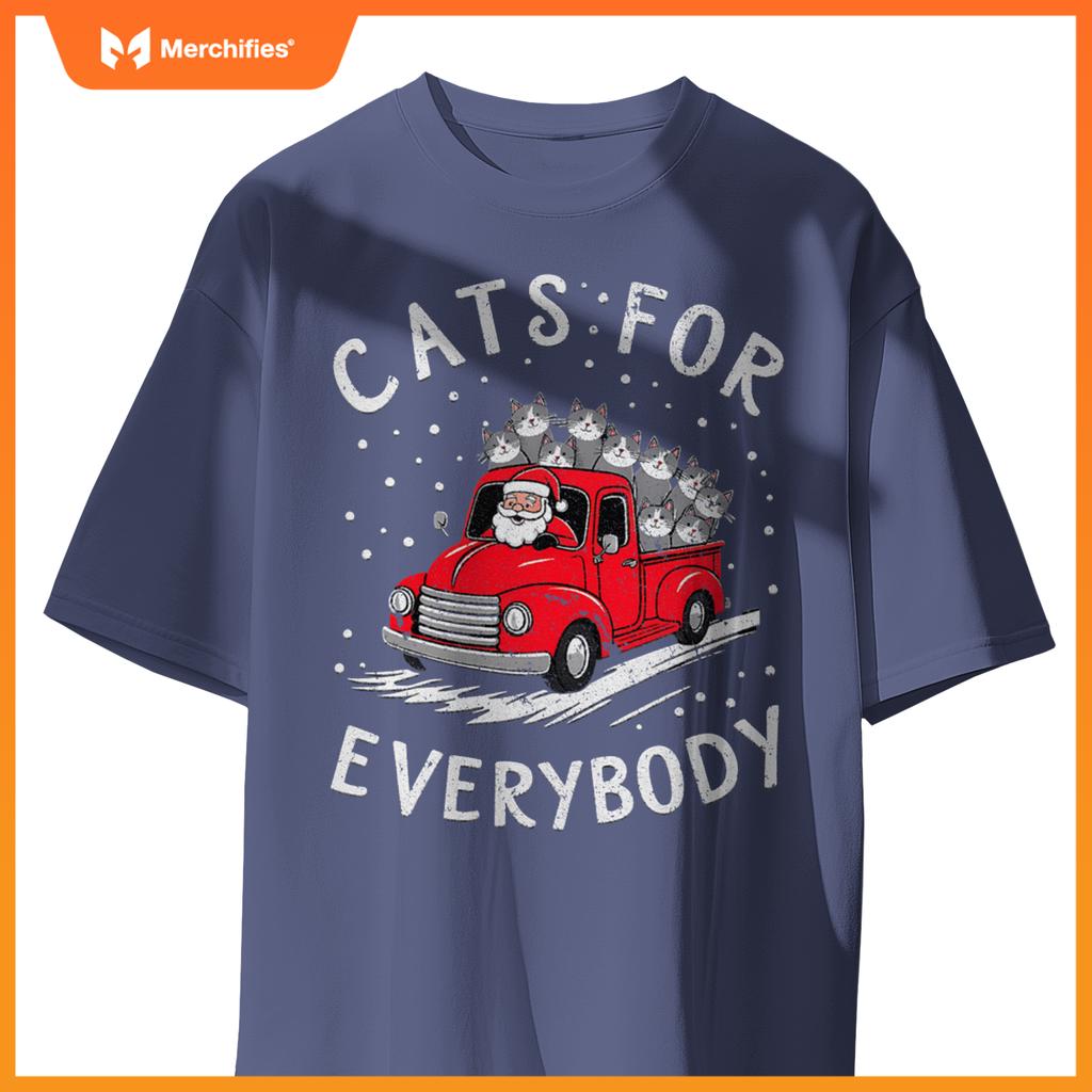 Cats Everybody Christmas Santas Red Truck Of Cats T-Shirt