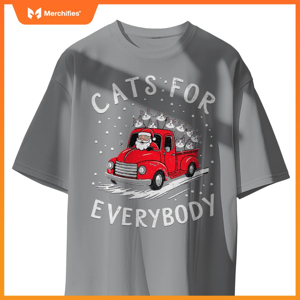 Cats Everybody Christmas Santas Red Truck Of Cats T-Shirt