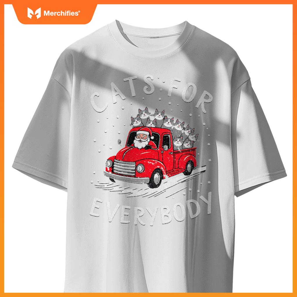Cats Everybody Christmas Santas Red Truck Of Cats T-Shirt