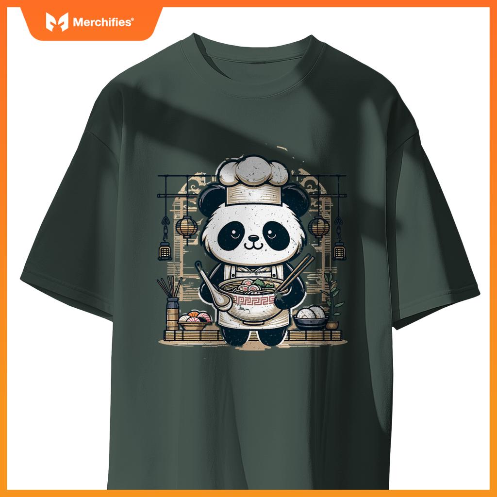 Chef Pandas Ramen Kitchen - Anime Culinary Vector Design T-Shirt