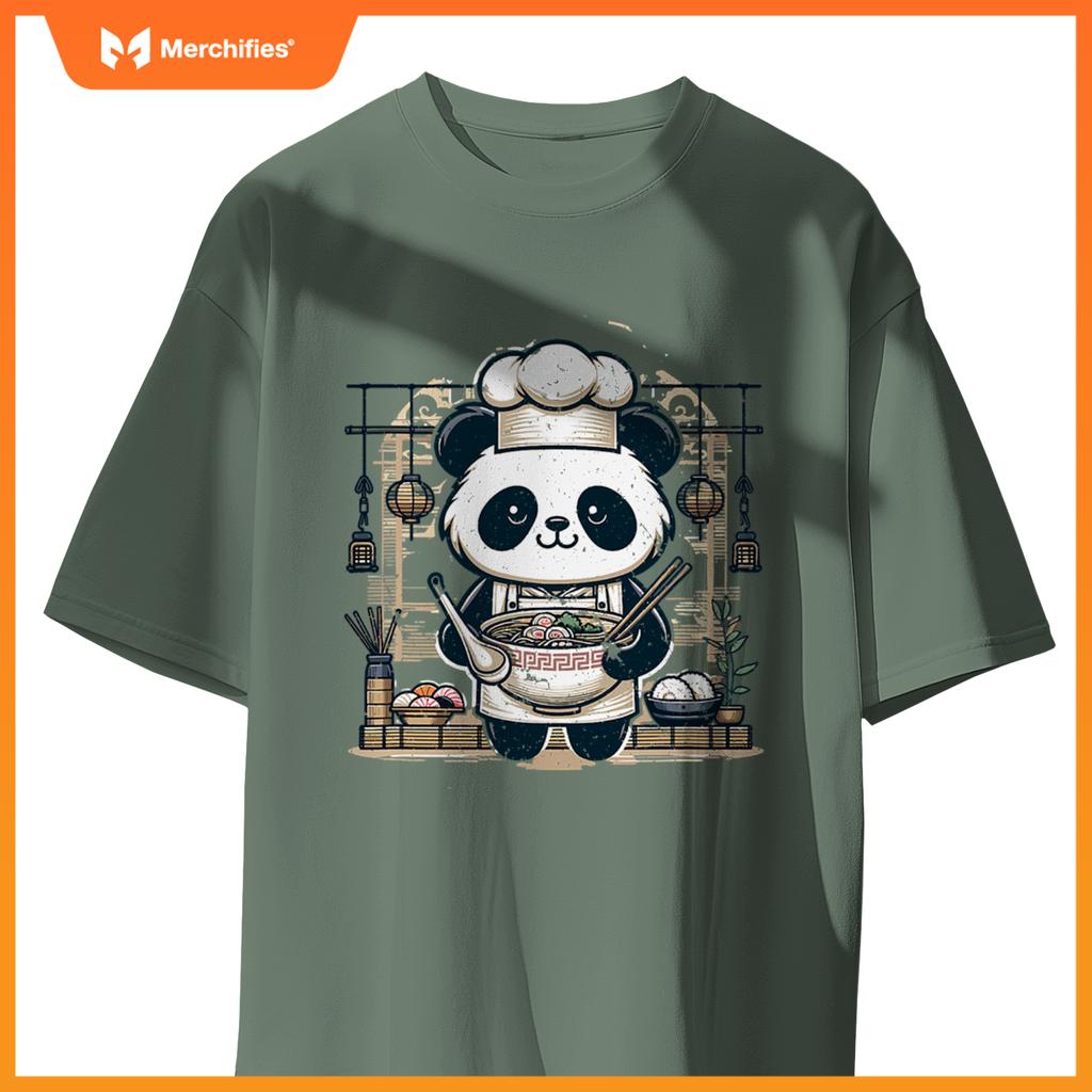 Chef Pandas Ramen Kitchen - Anime Culinary Vector Design T-Shirt