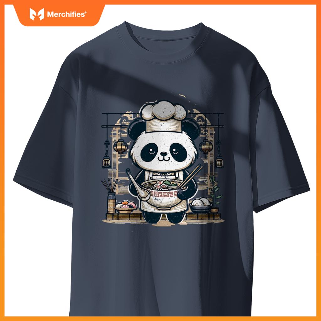 Chef Pandas Ramen Kitchen - Anime Culinary Vector Design T-Shirt