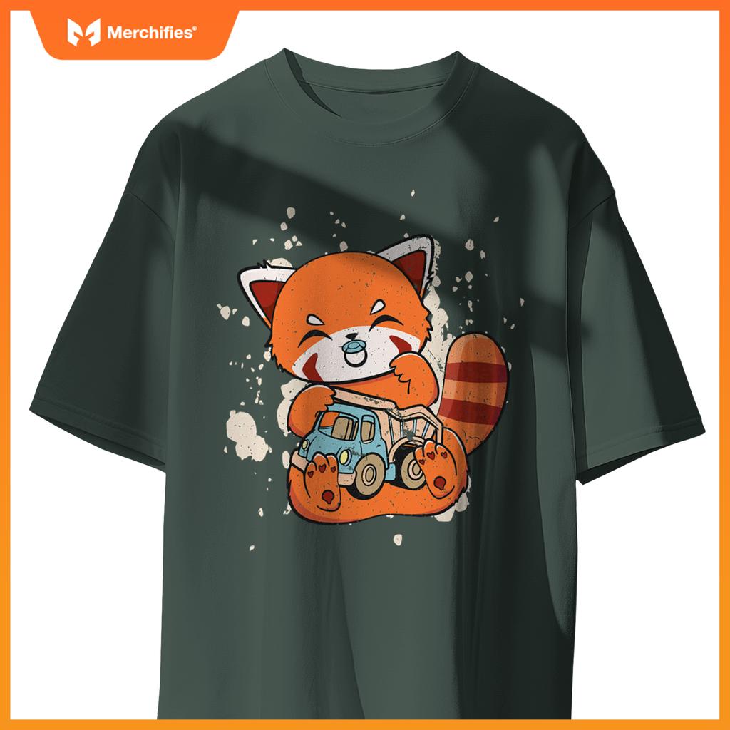 Chinese Red Panda With Toy Truck Cute Chibi Anime Otaku T-Shirt