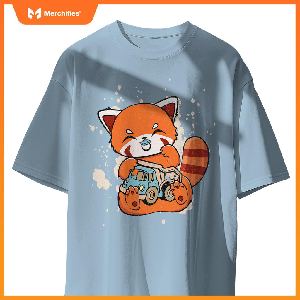 Chinese Red Panda With Toy Truck Cute Chibi Anime Otaku T-Shirt