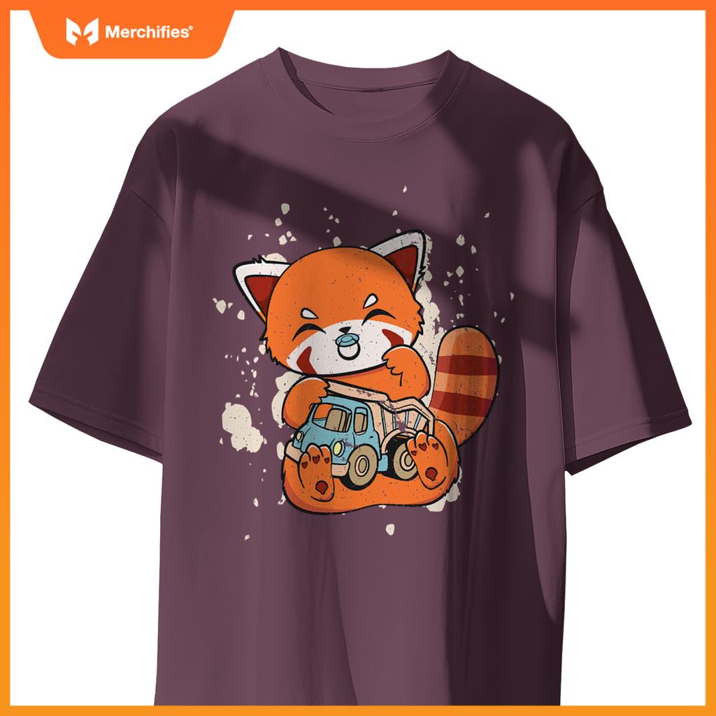 Chinese Red Panda With Toy Truck Cute Chibi Anime Otaku T-Shirt