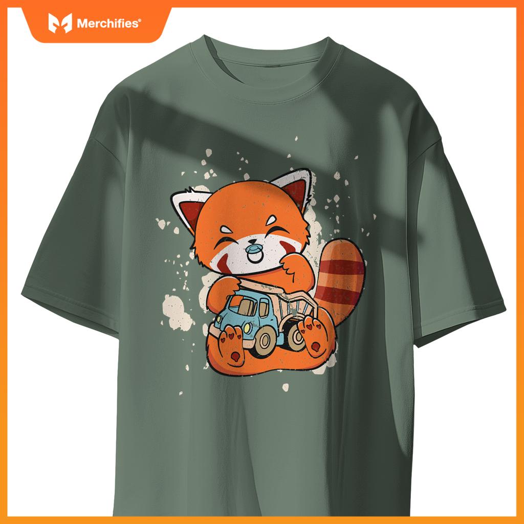 Chinese Red Panda With Toy Truck Cute Chibi Anime Otaku T-Shirt