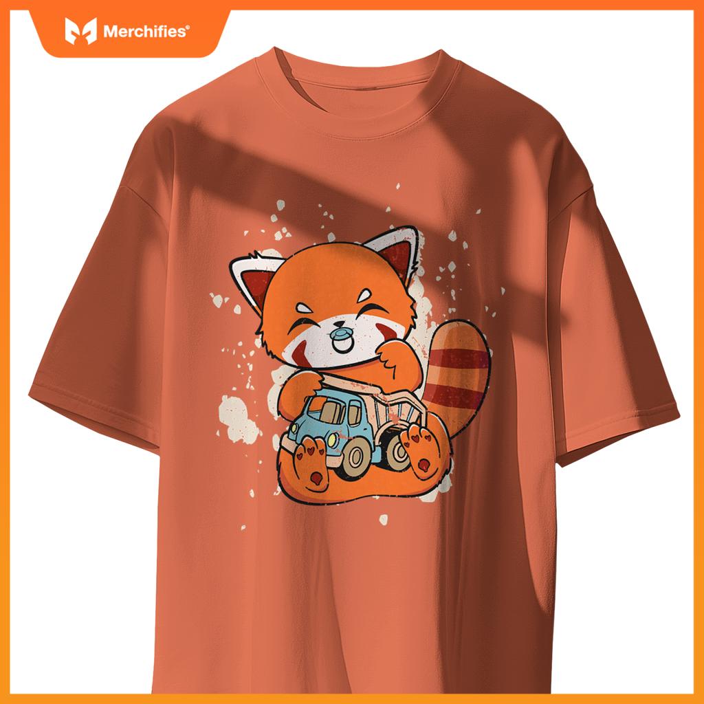 Chinese Red Panda With Toy Truck Cute Chibi Anime Otaku T-Shirt