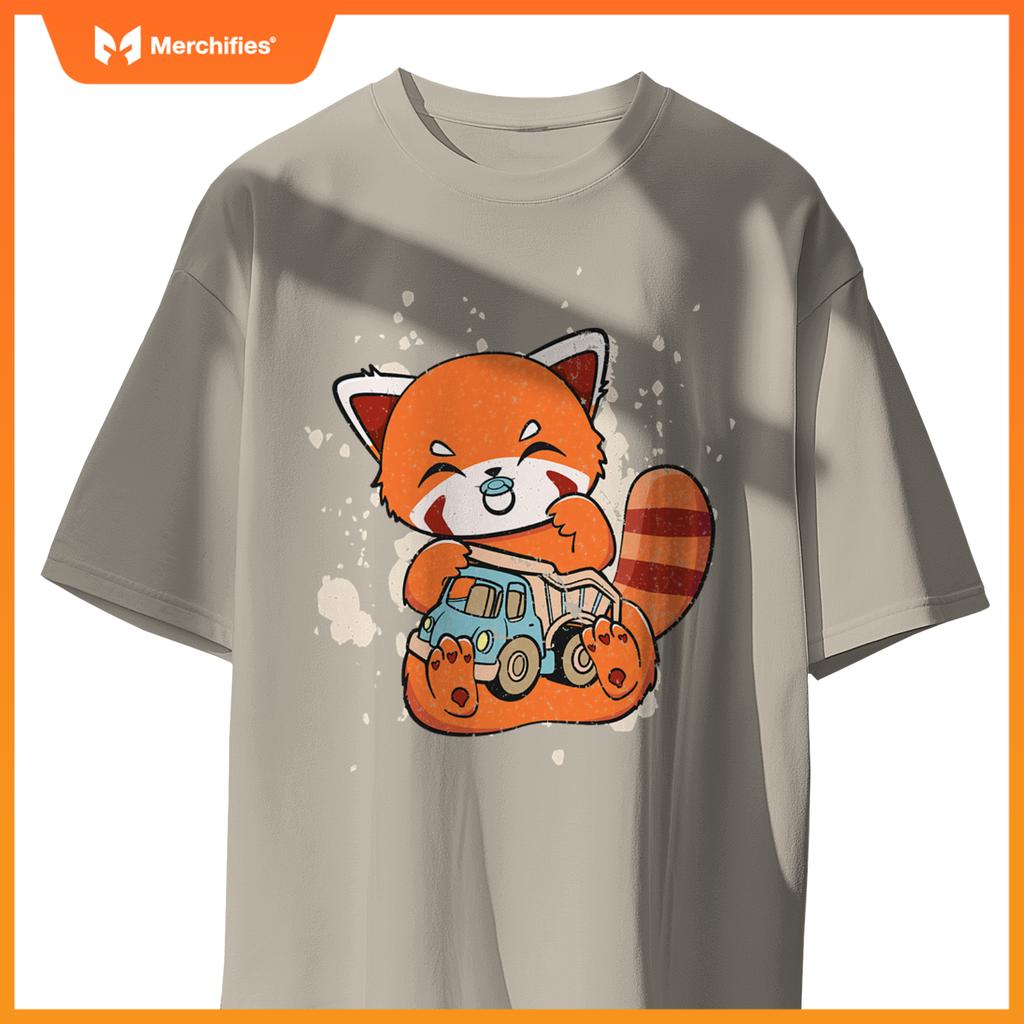 Chinese Red Panda With Toy Truck Cute Chibi Anime Otaku T-Shirt