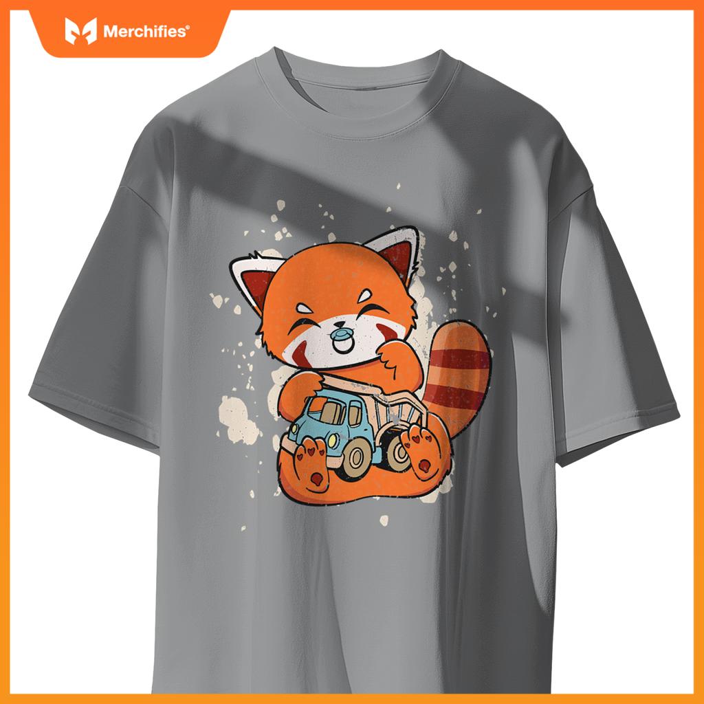 Chinese Red Panda With Toy Truck Cute Chibi Anime Otaku T-Shirt