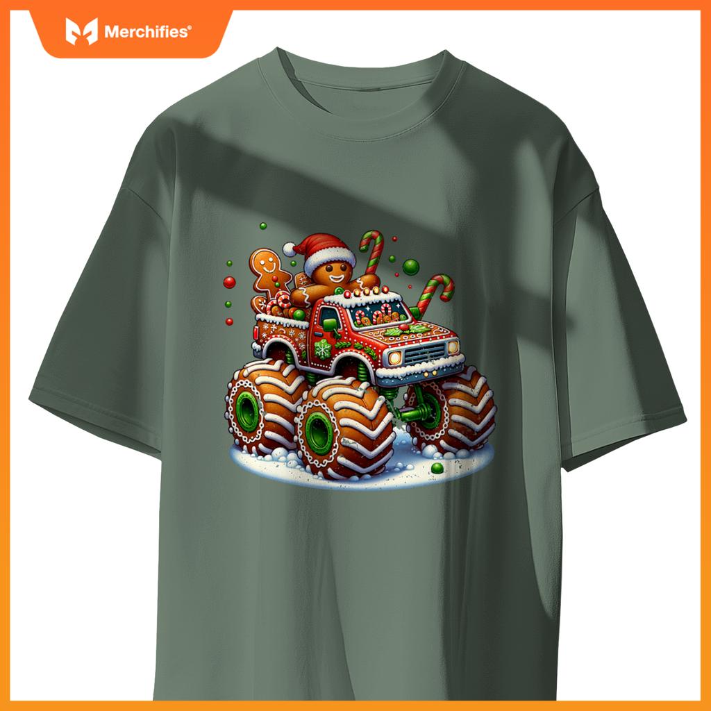 Christmas Baking Cookies Truck Gingerbread Men Women T-Shirt