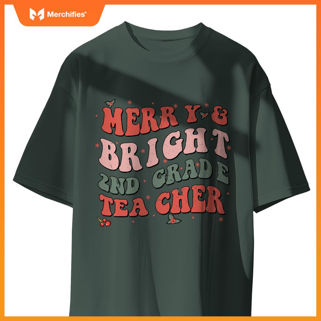 Christmas groovy merry and bright second grade teacher