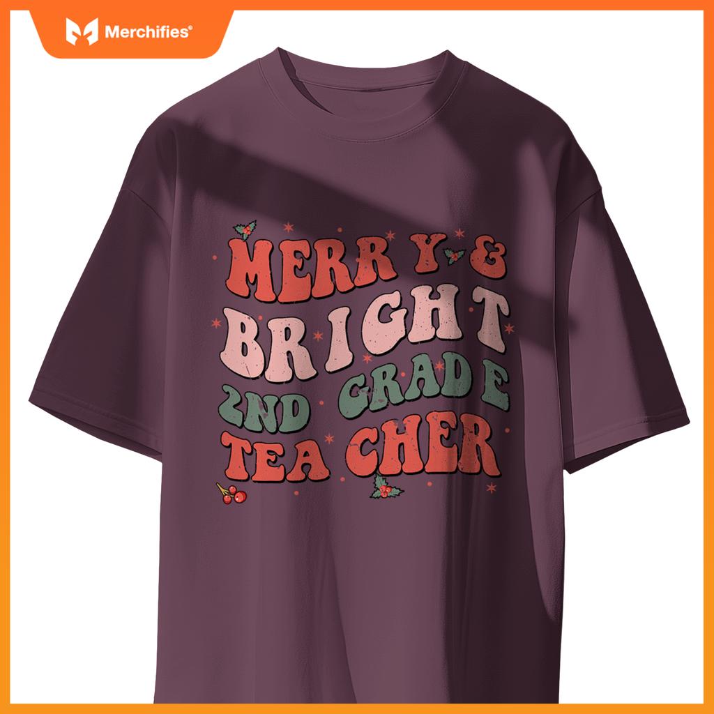 Christmas groovy merry and bright second grade teacher