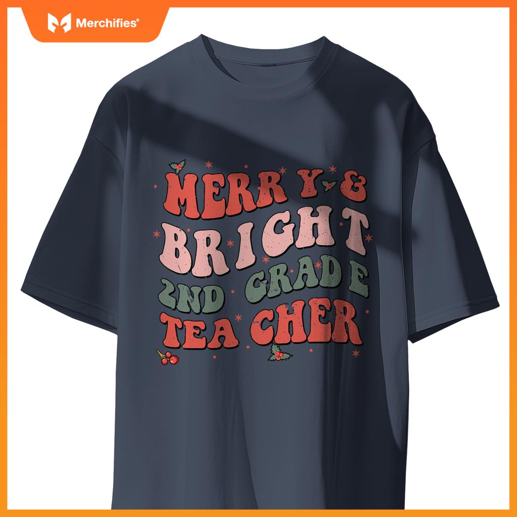 Christmas groovy merry and bright second grade teacher