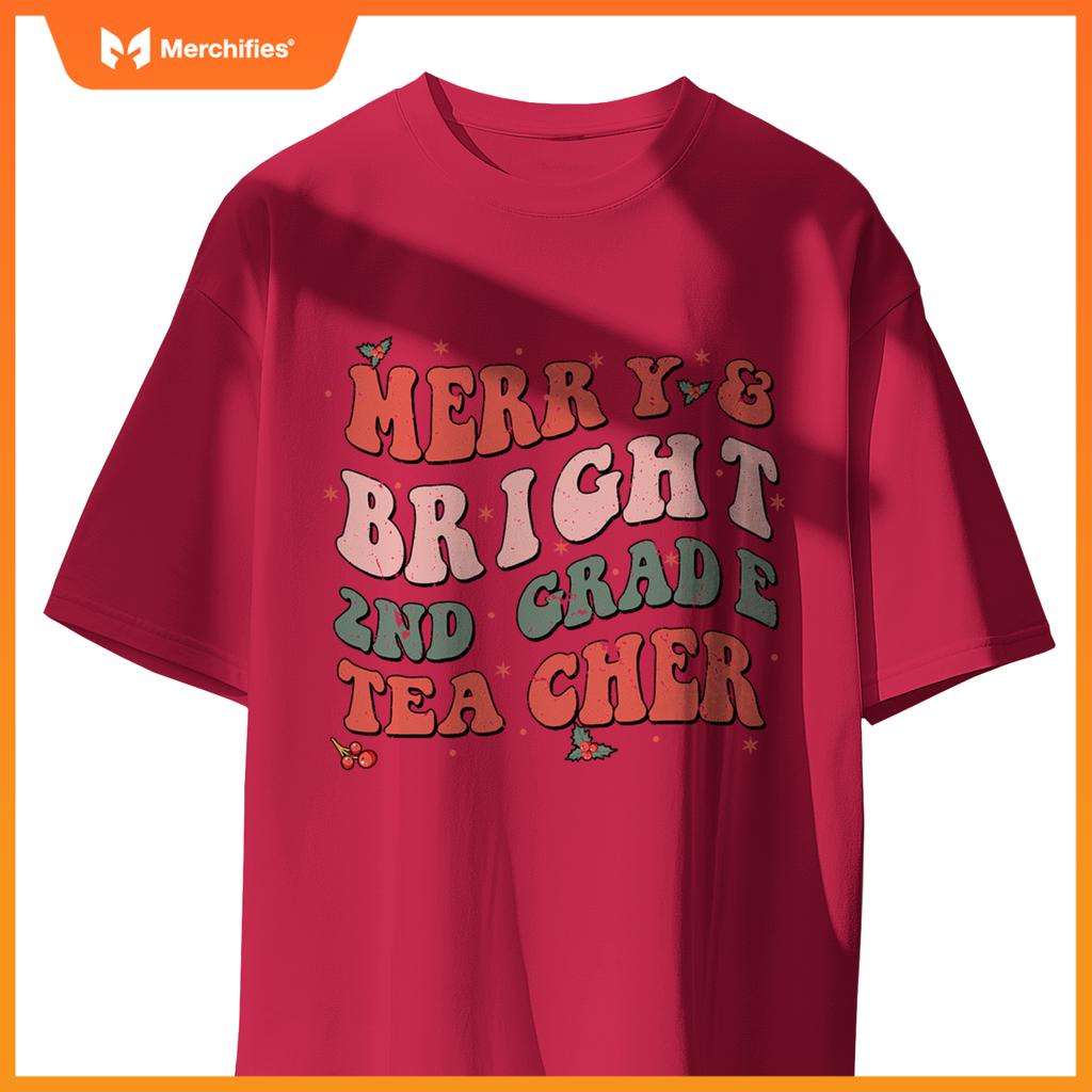 Christmas groovy merry and bright second grade teacher