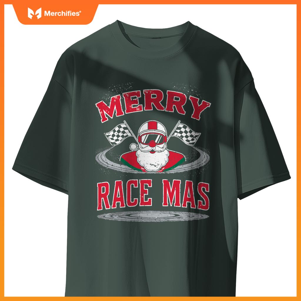 Christmas Racing, Merry Racemas, Racing Santa Race Car T-Shirt
