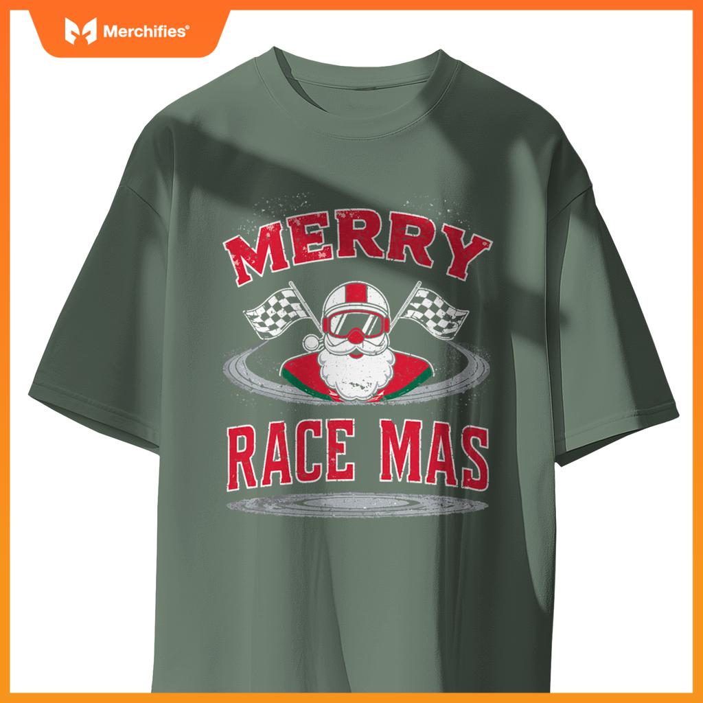 Christmas Racing, Merry Racemas, Racing Santa Race Car T-Shirt