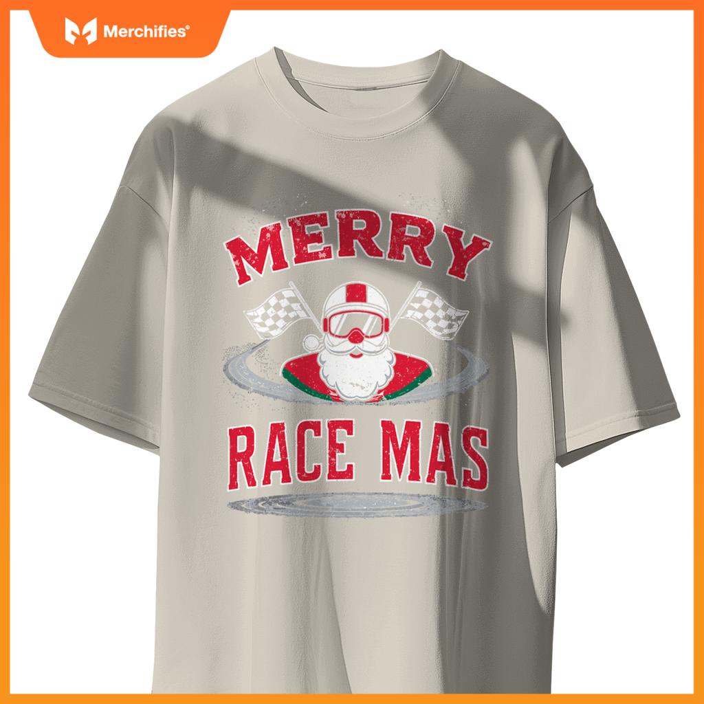 Christmas Racing, Merry Racemas, Racing Santa Race Car T-Shirt