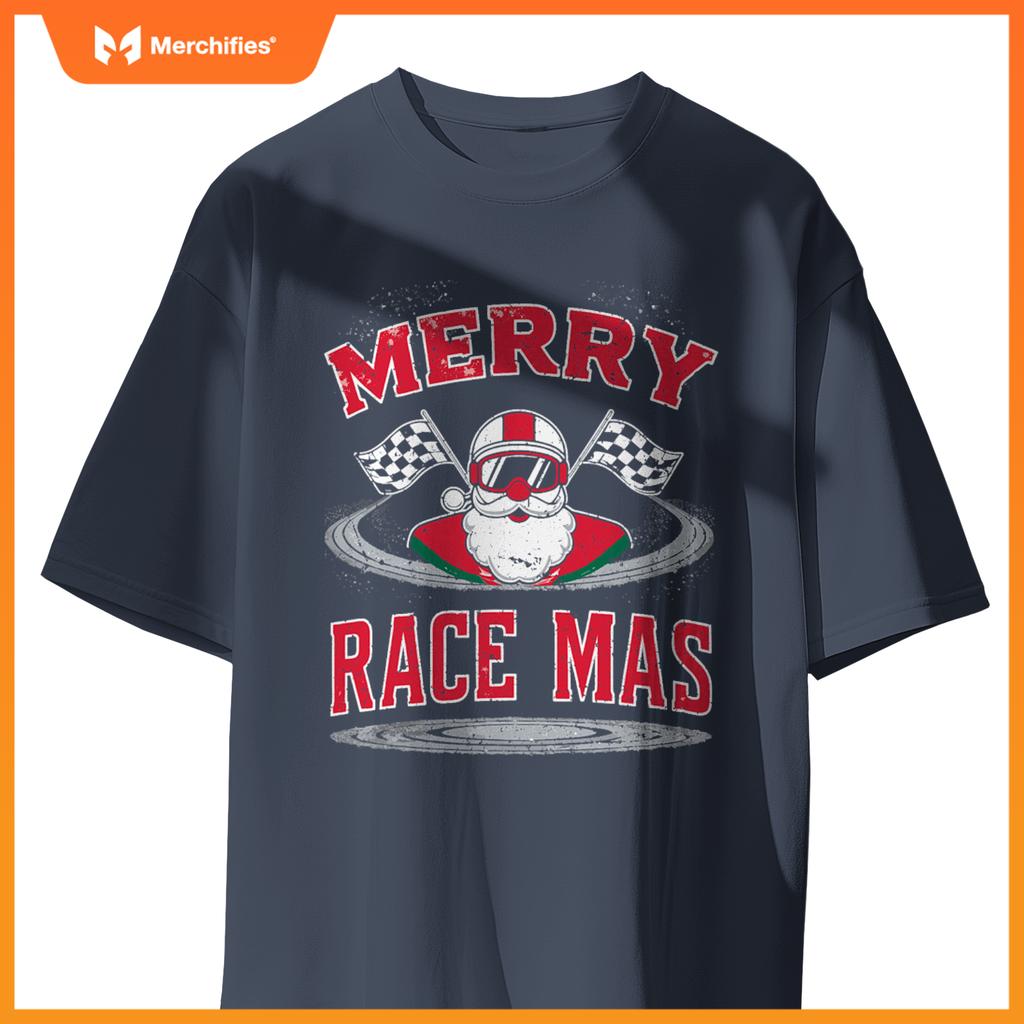 Christmas Racing, Merry Racemas, Racing Santa Race Car T-Shirt
