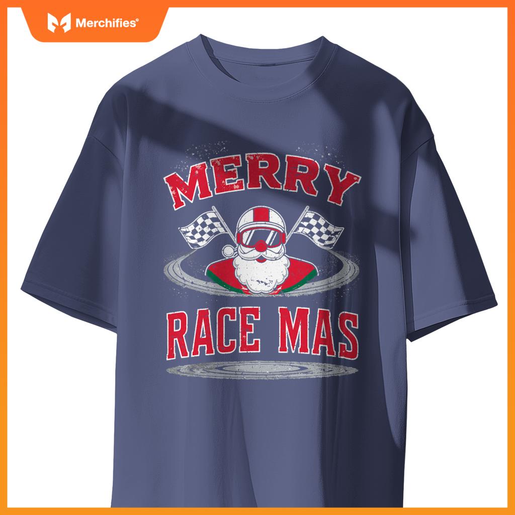 Christmas Racing, Merry Racemas, Racing Santa Race Car T-Shirt
