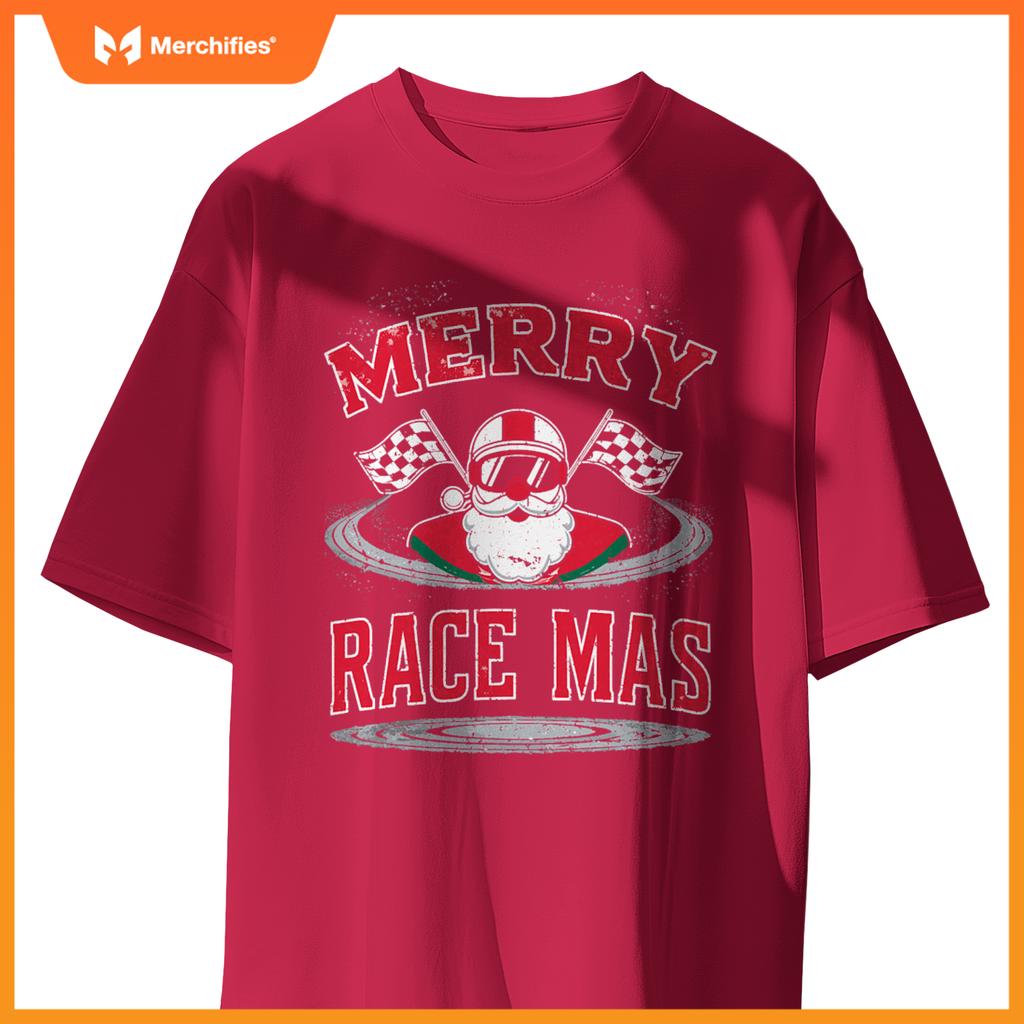 Christmas Racing, Merry Racemas, Racing Santa Race Car T-Shirt