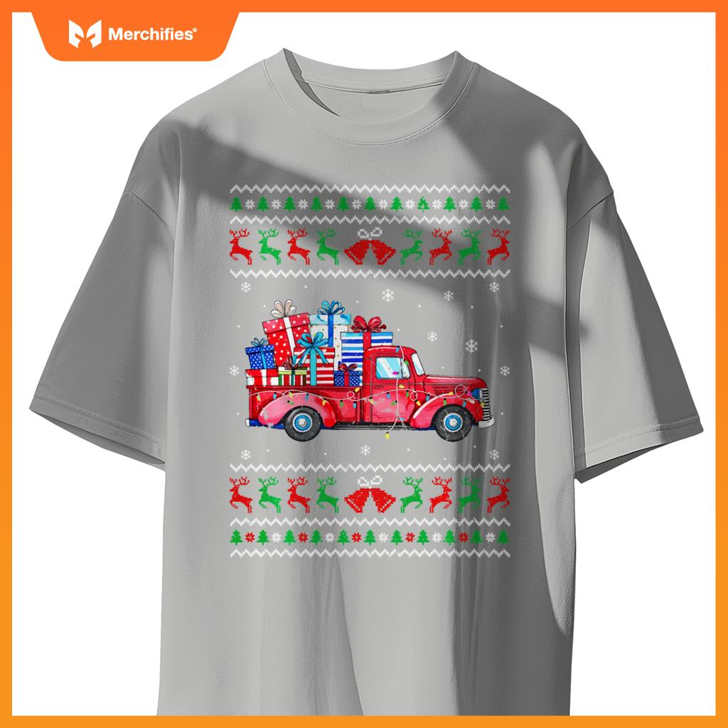 Christmas Red Truck With S Ugly Sweater Holiday Sweat T-Shirt