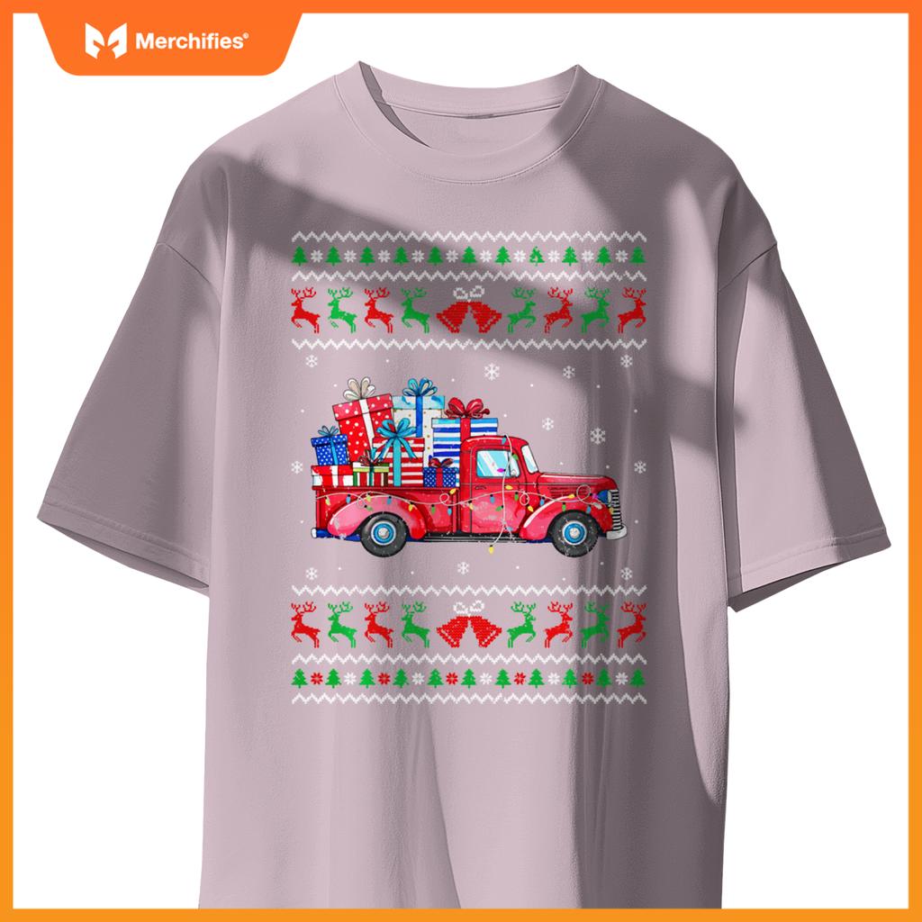 Christmas Red Truck With S Ugly Sweater Holiday Sweat T-Shirt