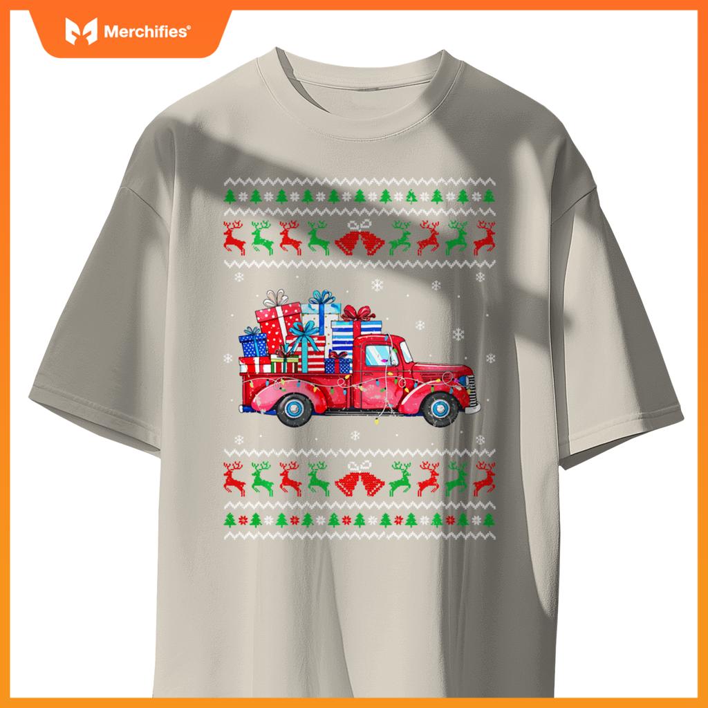 Christmas Red Truck With S Ugly Sweater Holiday Sweat T-Shirt