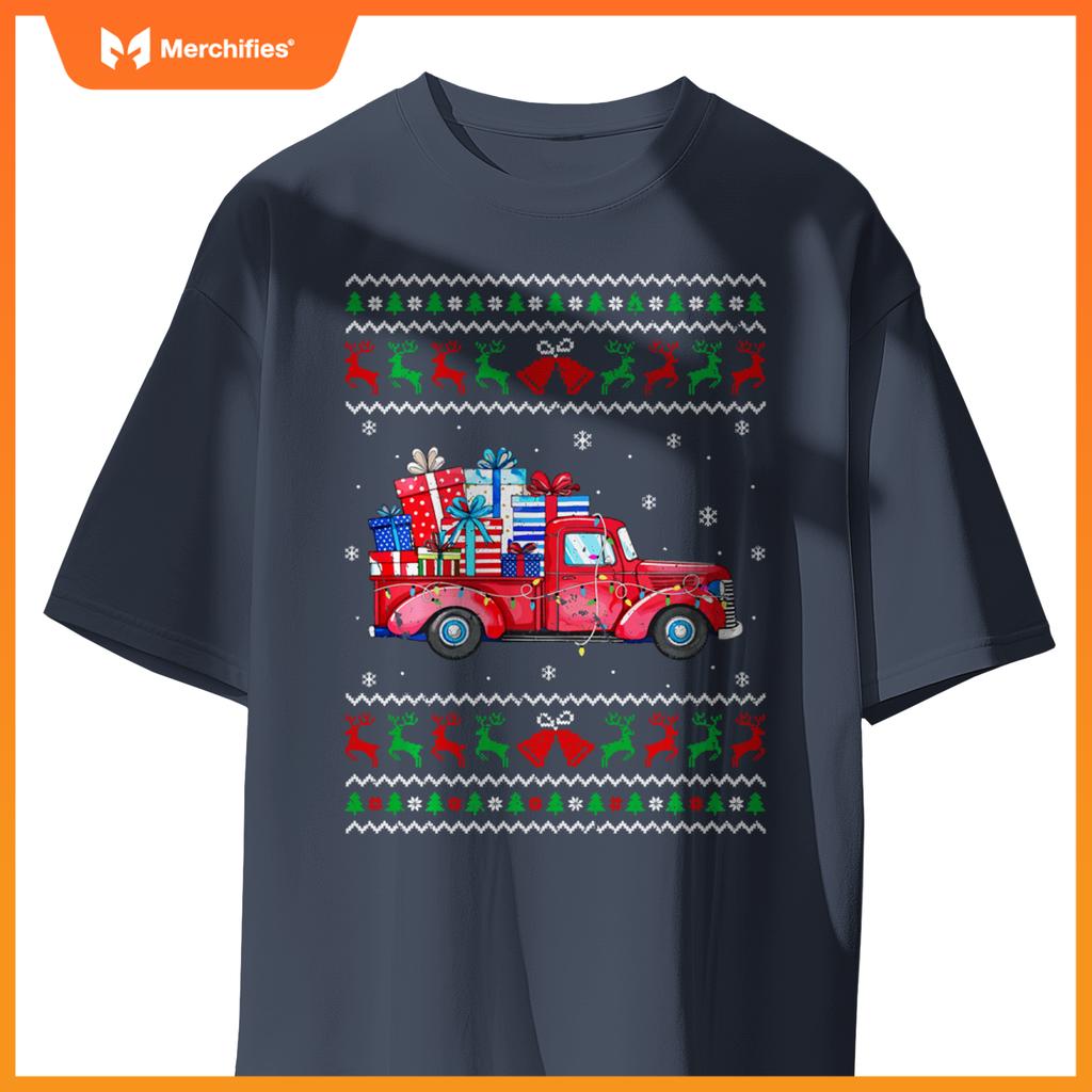 Christmas Red Truck With S Ugly Sweater Holiday Sweat T-Shirt