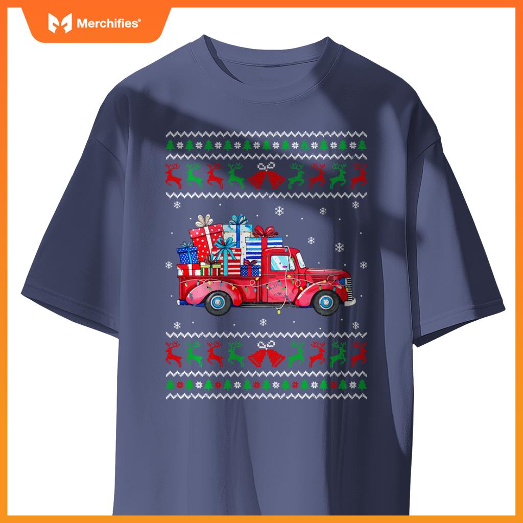 Christmas Red Truck With S Ugly Sweater Holiday Sweat T-Shirt