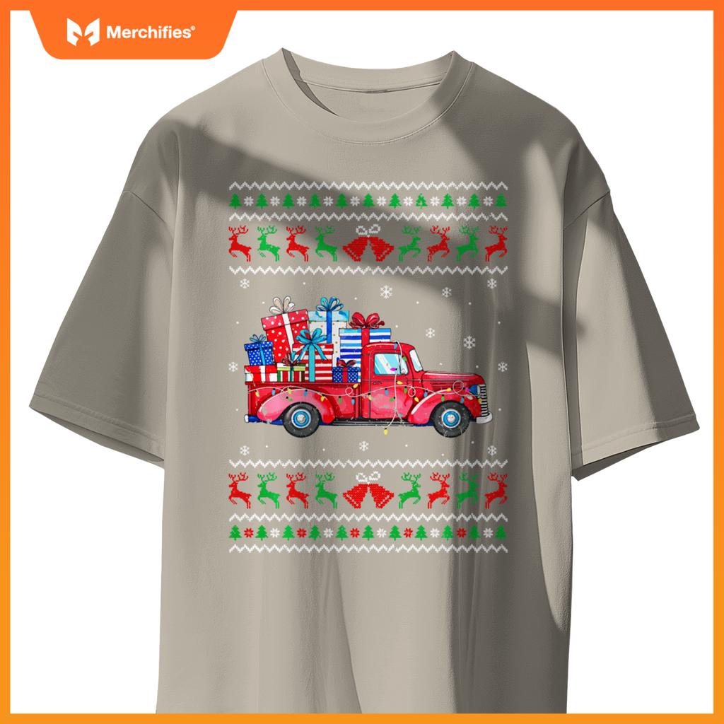 Christmas Red Truck With S Ugly Sweater Holiday Sweat T-Shirt