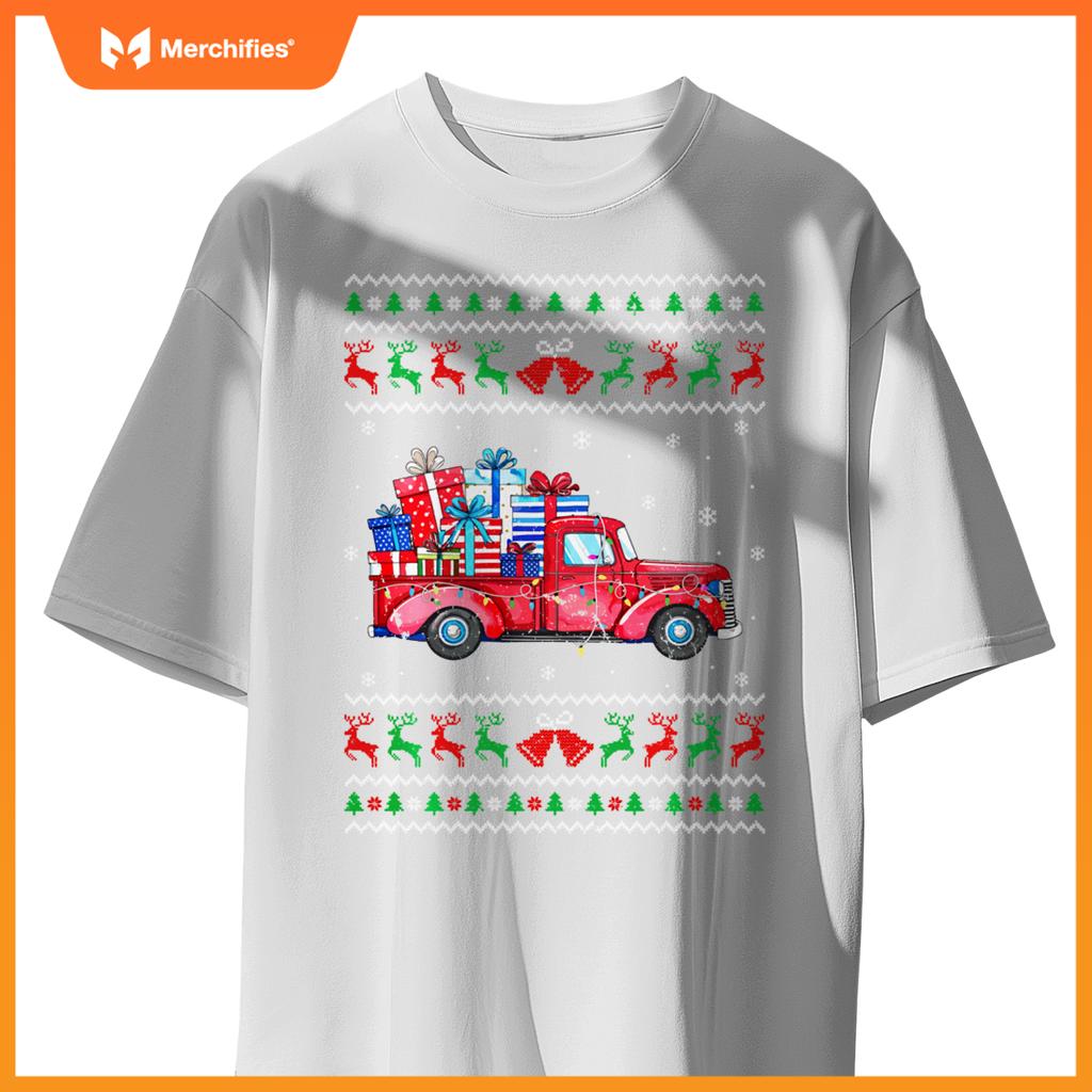Christmas Red Truck With S Ugly Sweater Holiday Sweat T-Shirt