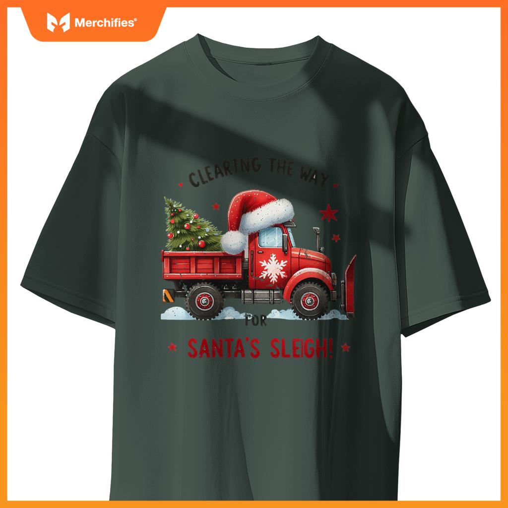 Christmas Snow Plow Clearing  Way Santas Snow Truck T-Shirt