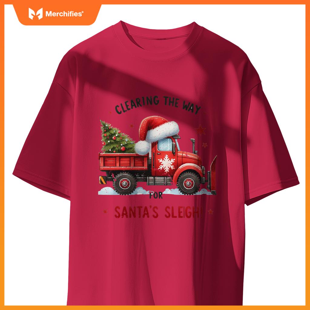 Christmas Snow Plow Clearing  Way Santas Snow Truck T-Shirt