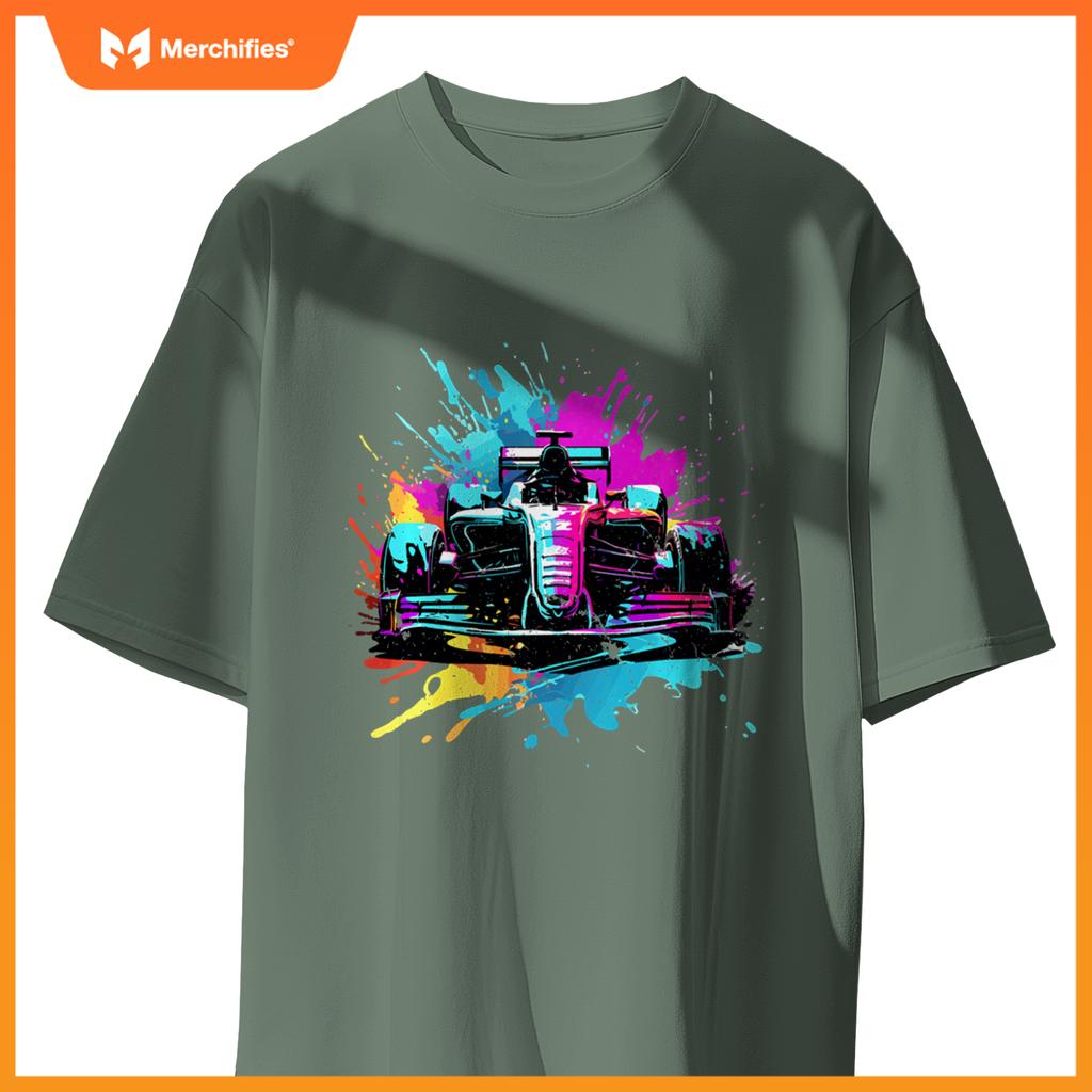 Colorful Mula One Lover Racing F1 Car Driver Splash Art Sweat T-Shirt